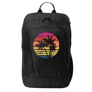 Summer Colorful Palm Tree Retro Sunset City Backpack