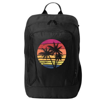Summer Colorful Palm Tree Retro Sunset City Backpack