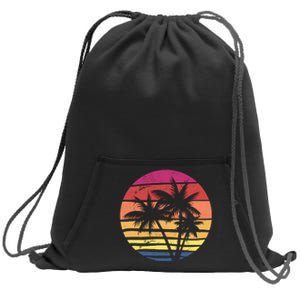 Summer Colorful Palm Tree Retro Sunset Sweatshirt Cinch Pack Bag