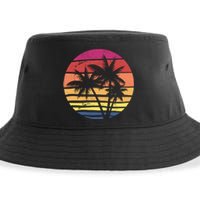 Summer Colorful Palm Tree Retro Sunset Sustainable Bucket Hat