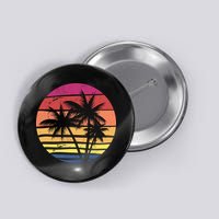 Summer Colorful Palm Tree Retro Sunset Button
