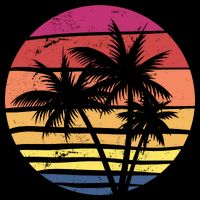 Summer Colorful Palm Tree Retro Sunset Button