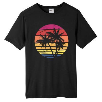 Summer Colorful Palm Tree Retro Sunset Tall Fusion ChromaSoft Performance T-Shirt