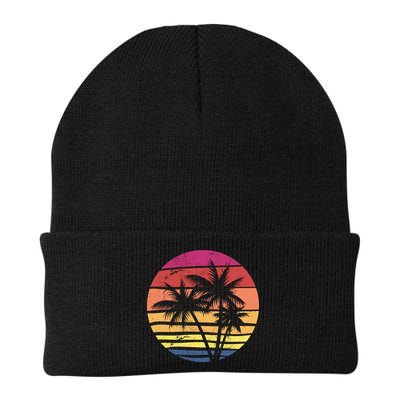 Summer Colorful Palm Tree Retro Sunset Beanie