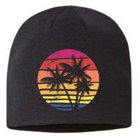 Summer Colorful Palm Tree Retro Sunset Sustainable Beanie