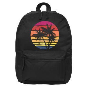 Summer Colorful Palm Tree Retro Sunset 16 in Basic Backpack