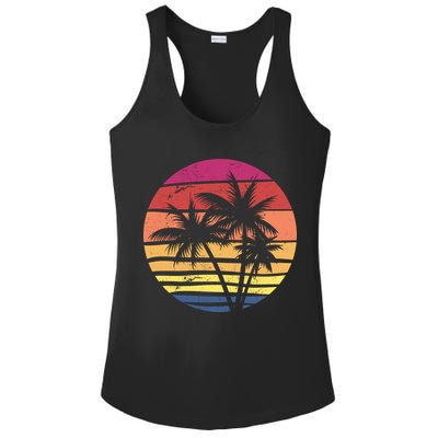 Summer Colorful Palm Tree Retro Sunset Ladies PosiCharge Competitor Racerback Tank