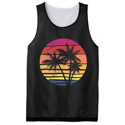 Summer Colorful Palm Tree Retro Sunset Mesh Reversible Basketball Jersey Tank