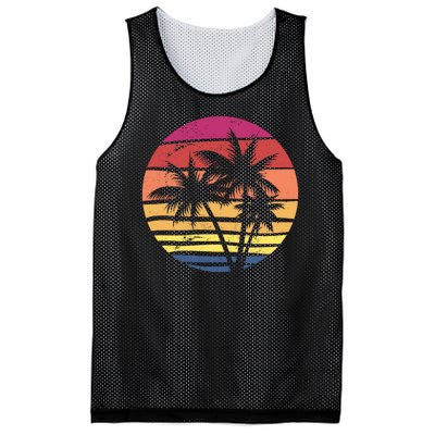 Summer Colorful Palm Tree Retro Sunset Mesh Reversible Basketball Jersey Tank