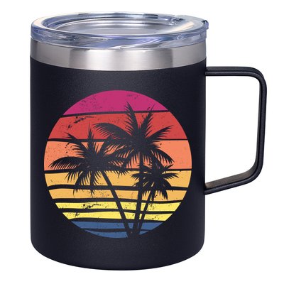 Summer Colorful Palm Tree Retro Sunset 12oz Stainless Steel Coffee Mug