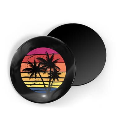 Summer Colorful Palm Tree Retro Sunset Magnet