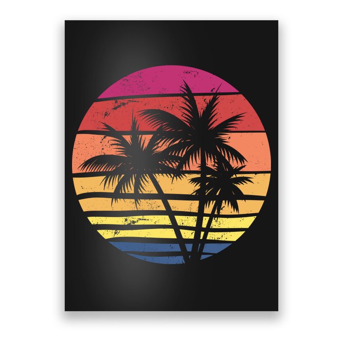 Summer Colorful Palm Tree Retro Sunset Poster