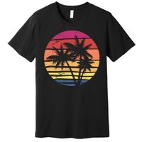 Summer Colorful Palm Tree Retro Sunset Premium T-Shirt