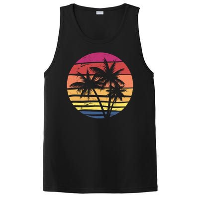 Summer Colorful Palm Tree Retro Sunset PosiCharge Competitor Tank