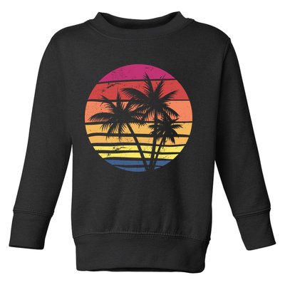 Summer Colorful Palm Tree Retro Sunset Toddler Sweatshirt