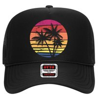 Summer Colorful Palm Tree Retro Sunset Hat