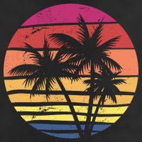 Summer Colorful Palm Tree Retro Sunset Hat