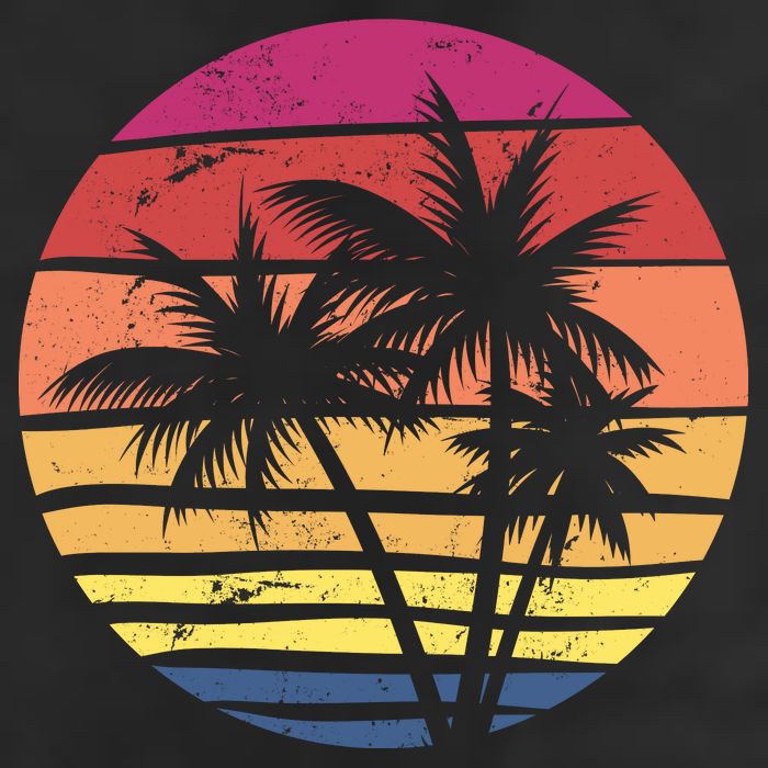 Summer Colorful Palm Tree Retro Sunset Hat