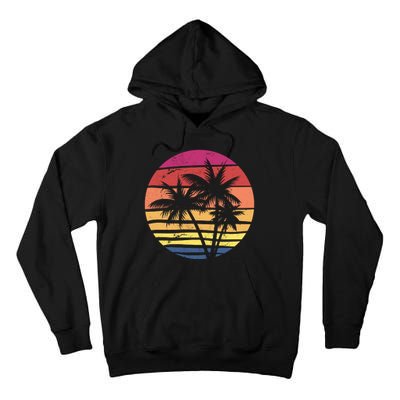 Summer Colorful Palm Tree Retro Sunset Tall Hoodie