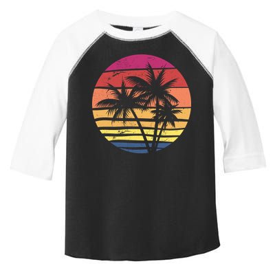 Summer Colorful Palm Tree Retro Sunset Toddler Fine Jersey T-Shirt
