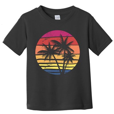 Summer Colorful Palm Tree Retro Sunset Toddler T-Shirt