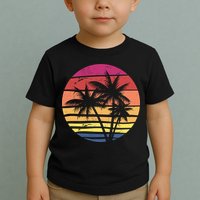 Summer Colorful Palm Tree Retro Sunset Toddler T-Shirt