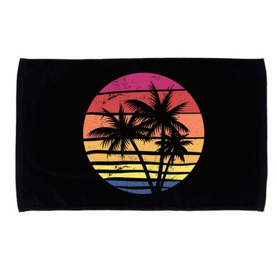 Summer Colorful Palm Tree Retro Sunset Microfiber Hand Towel