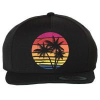 Summer Colorful Palm Tree Retro Sunset Wool Snapback Cap