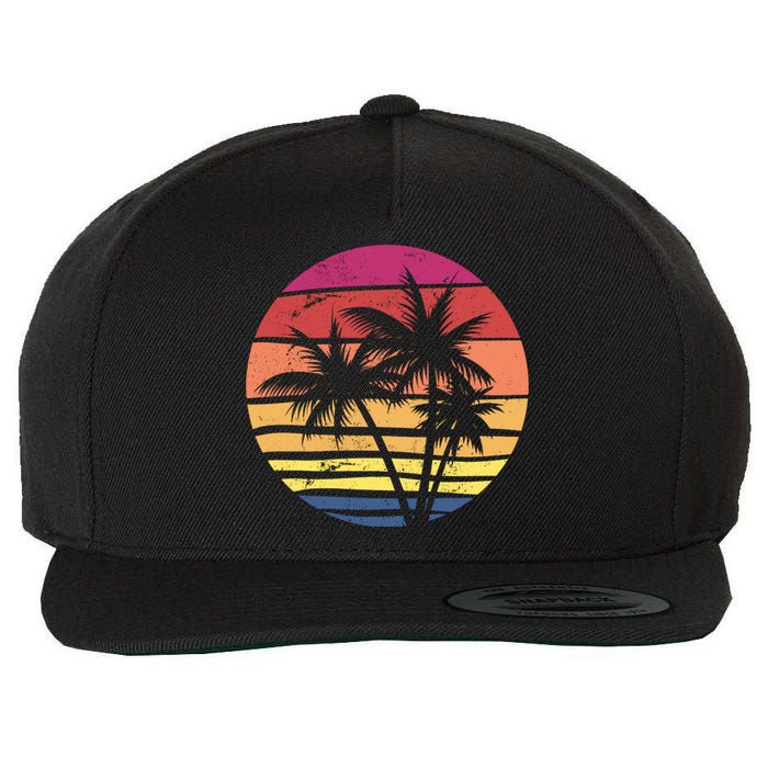 Summer Colorful Palm Tree Retro Sunset Wool Snapback Cap