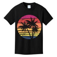 Summer Colorful Palm Tree Retro Sunset Kids T-Shirt