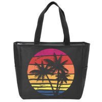 Summer Colorful Palm Tree Retro Sunset Zip Tote Bag