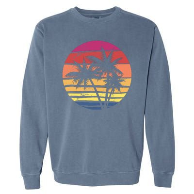 Summer Colorful Palm Tree Retro Sunset Garment-Dyed Sweatshirt