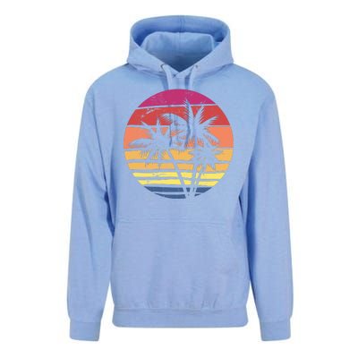 Summer Colorful Palm Tree Retro Sunset Unisex Surf Hoodie