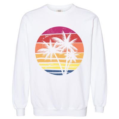 Summer Colorful Palm Tree Retro Sunset Garment-Dyed Sweatshirt