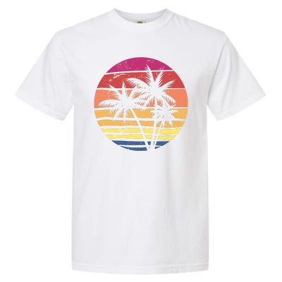 Summer Colorful Palm Tree Retro Sunset Garment-Dyed Heavyweight T-Shirt