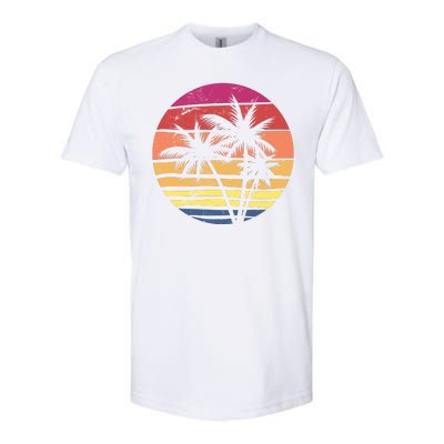 Summer Colorful Palm Tree Retro Sunset Softstyle® CVC T-Shirt