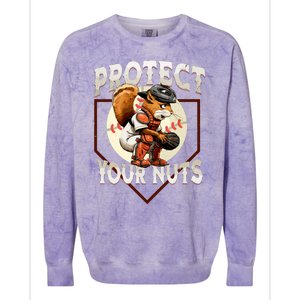 Squirrel Catcher Protect Your Nuts Funny Baseball Colorblast Crewneck Sweatshirt