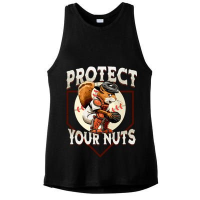 Squirrel Catcher Protect Your Nuts Funny Baseball Ladies PosiCharge Tri-Blend Wicking Tank