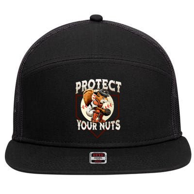 Squirrel Catcher Protect Your Nuts Funny Baseball 7 Panel Mesh Trucker Snapback Hat