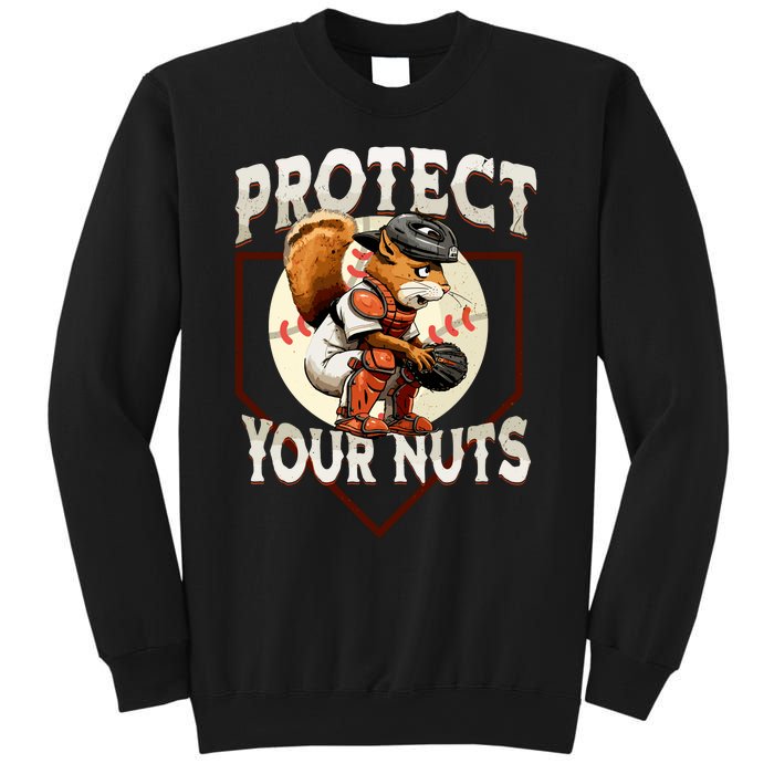 Squirrel Catcher Protect Your Nuts Funny Baseball Sweatshirt