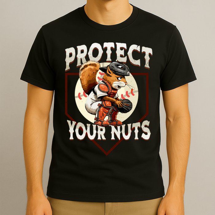 Squirrel Catcher Protect Your Nuts Funny Baseball T-Shirt