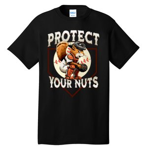 Squirrel Catcher Protect Your Nuts Funny Baseball Tall T-Shirt