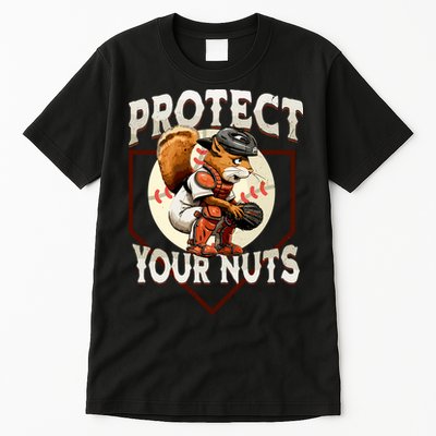Squirrel Catcher Protect Your Nuts Funny Baseball Tall T-Shirt