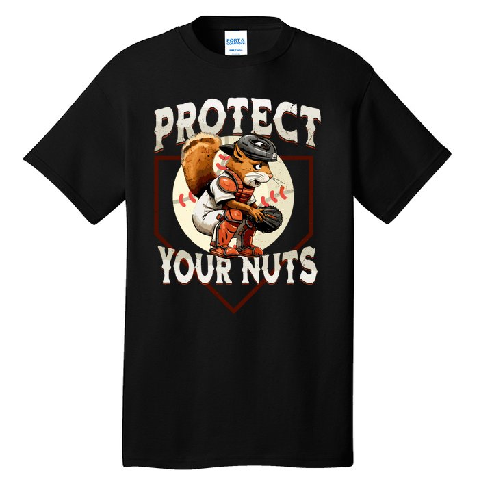 Squirrel Catcher Protect Your Nuts Funny Baseball Tall T-Shirt