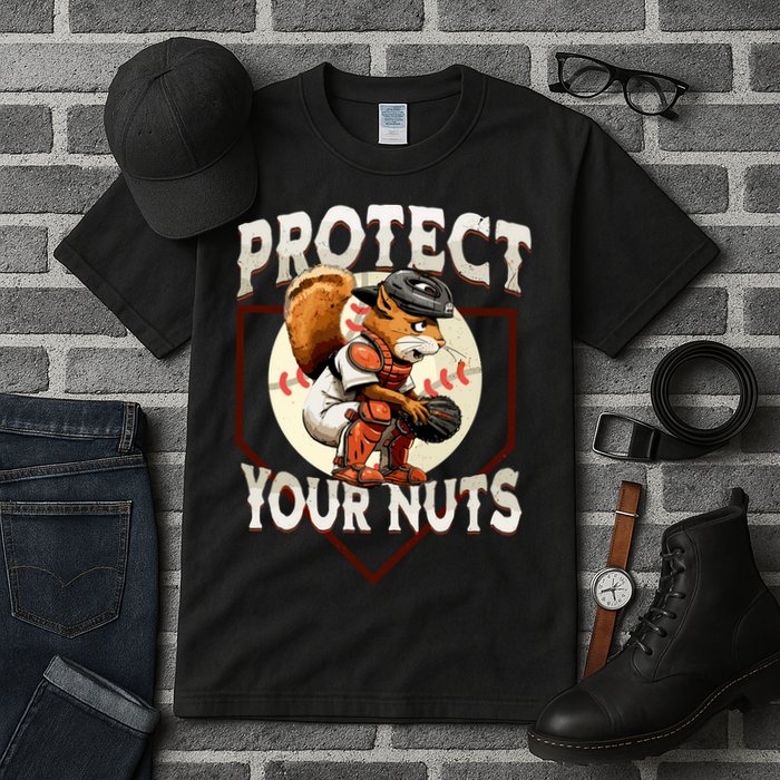 Squirrel Catcher Protect Your Nuts Funny Baseball Tall T-Shirt