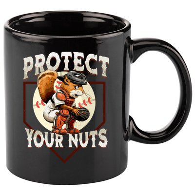 Squirrel Catcher Protect Your Nuts Funny Baseball 11oz C Handle Ceramic Mug