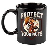 Squirrel Catcher Protect Your Nuts Funny Baseball 11oz C Handle Ceramic Mug