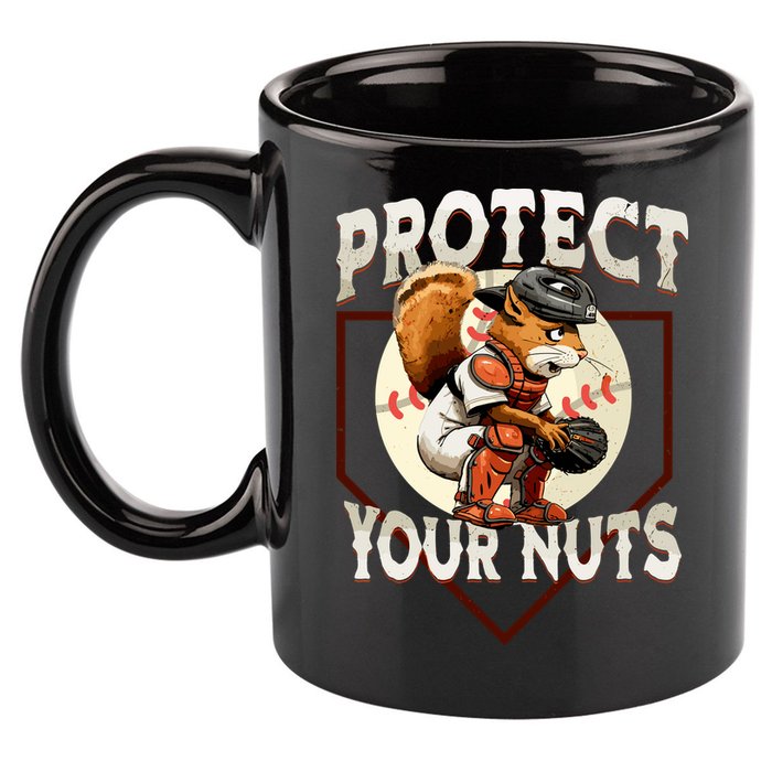 Squirrel Catcher Protect Your Nuts Funny Baseball 11oz C Handle Ceramic Mug