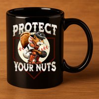 Squirrel Catcher Protect Your Nuts Funny Baseball 11oz C Handle Ceramic Mug