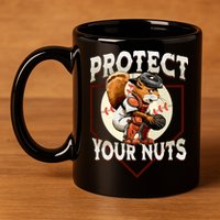 Squirrel Catcher Protect Your Nuts Funny Baseball 11oz C Handle Ceramic Mug